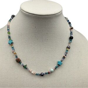 Multicolor Beaded Necklace with Star Accents